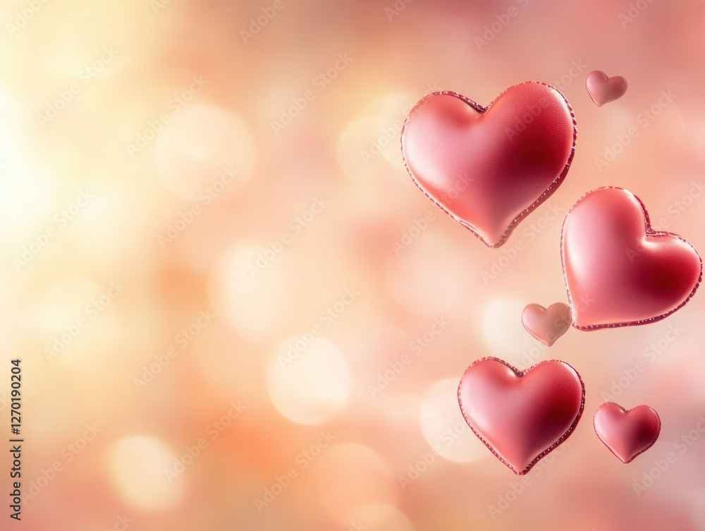 Floating Red Heart Balloons on a Bokeh Background for Valentine's Day Floating Red Heart Balloons on a Bokeh Background for Valentine's Day