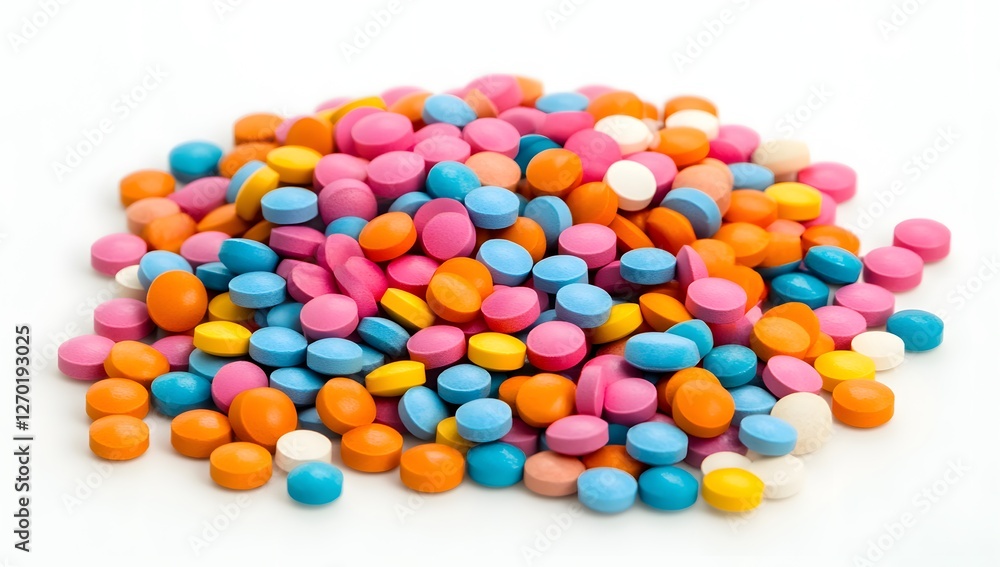 Colorful pills heap on white background (1) Colorful pills heap on white background (1)