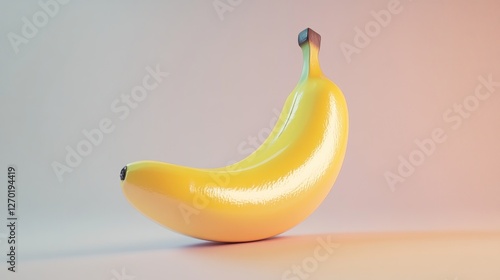 Single banana, studio light, bright yellow, simple photo