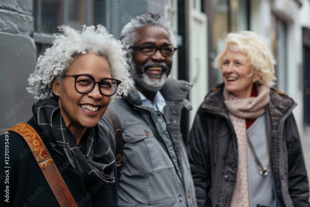 Portrait of multiethnic group of friends walking in the city Portrait of multiethnic group of friends walking in the city