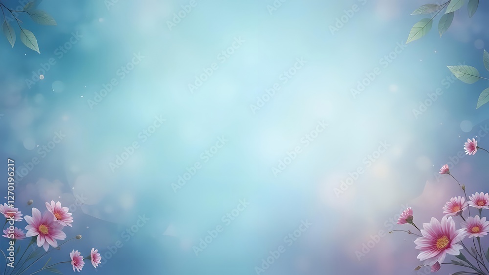 Obraz premium Delicate Pastel Flowers Against a Soft Blue Background
