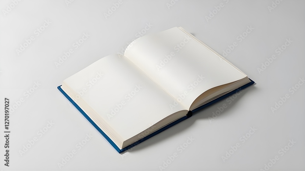 Blank Plain Blue Cover Book Soft Open on White Background,design,empty Blank Plain Blue Cover Book Soft Open on White Background,design,empty