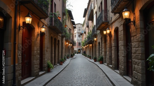narrow street in a small Eu...