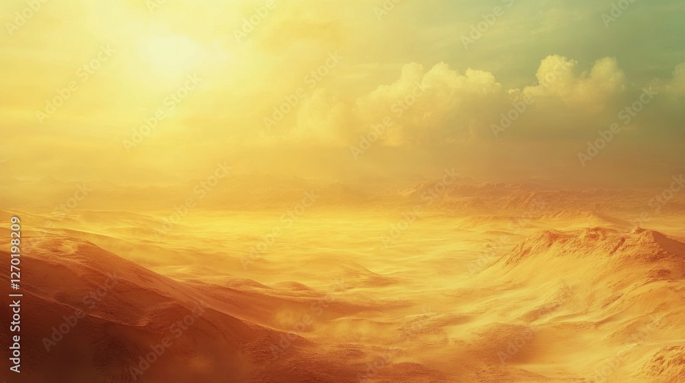 Golden Desert Sunset: A Breathtaking Aerial View of a Sun-Drenched Landscape Golden Desert Sunset: A Breathtaking Aerial View of a Sun-Drenched Landscape