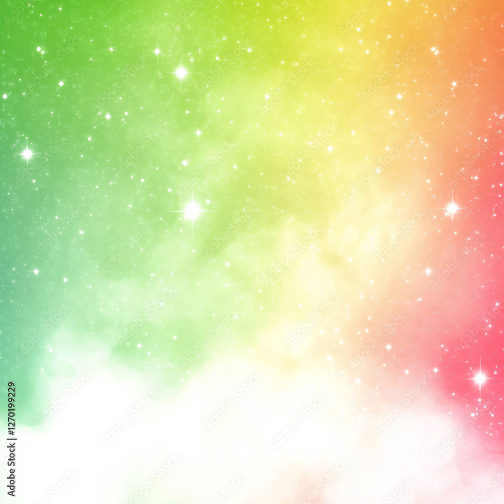Fototapeta premium Colorful pastel galaxy with stars and clouds