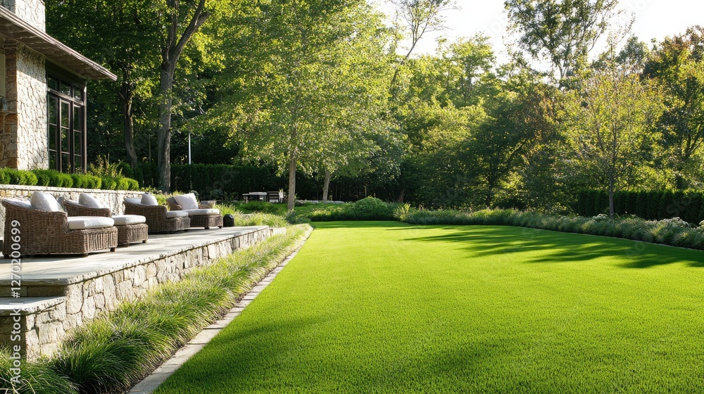 A thick lawn with a natural, organic appearance, featuring deep green hues and soft shadows. A thick lawn with a natural, organic appearance, featuring deep green hues and soft shadows.