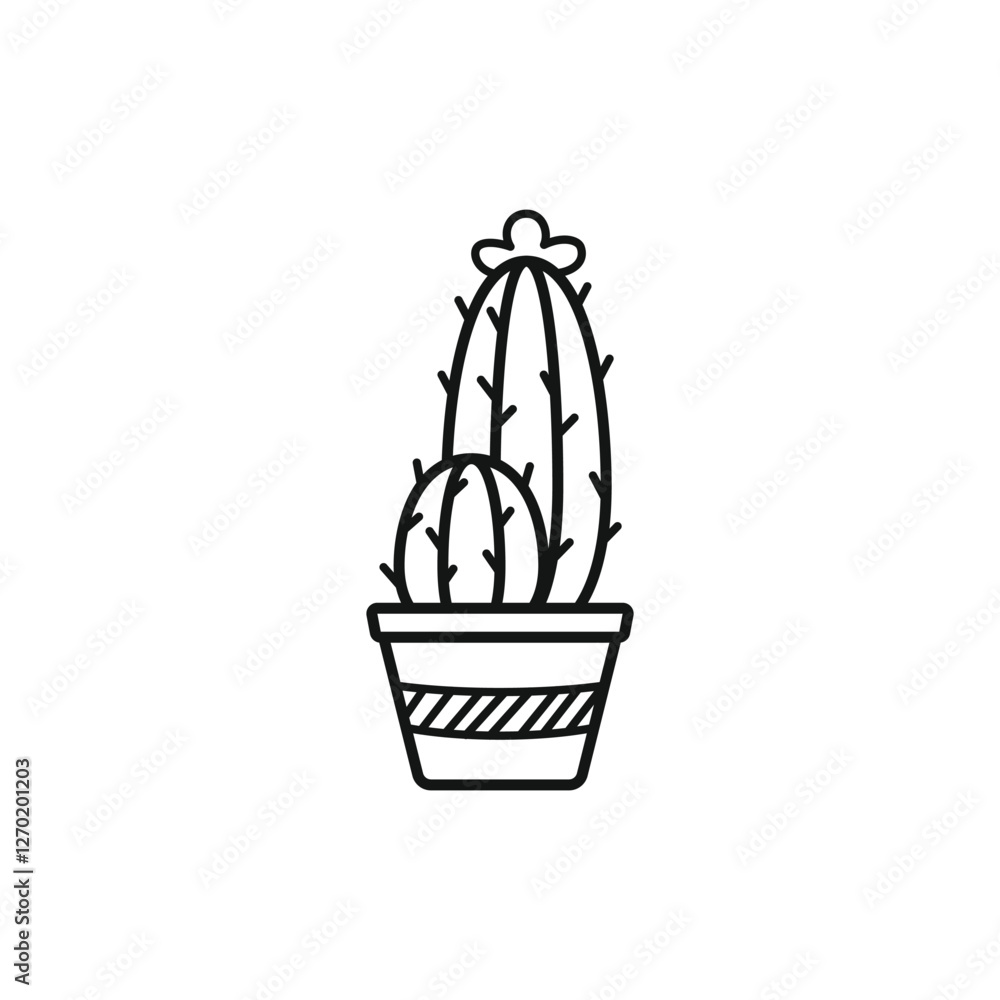 Cactus in a pot outline illustration Cactus in a pot outline illustration