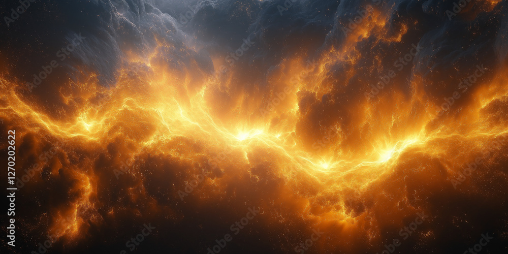 Shimmering Galaxy: Golden Particles Suspended in a Cosmic Dance of Light and Shadow. Shimmering Galaxy: Golden Particles Suspended in a Cosmic Dance of Light and Shadow.
