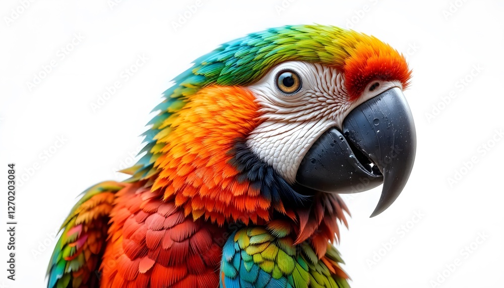 Close-up of Colorful Macaw Parrot on White Background Studio Shot Close-up of Colorful Macaw Parrot on White Background Studio Shot