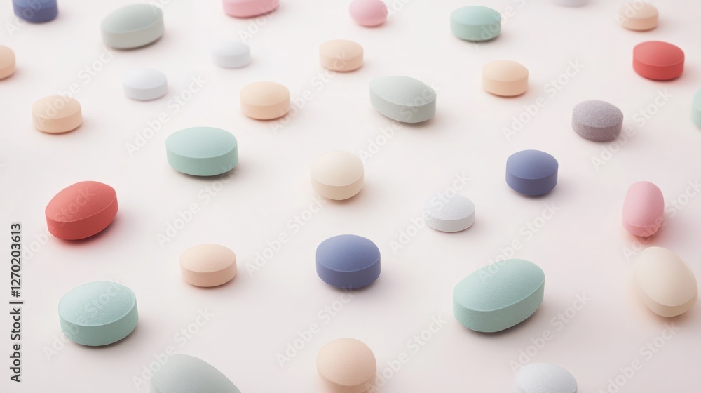 Pastel Colored Pills Seamless Pattern on Light Pink Background for Healthcare Pastel Colored Pills Seamless Pattern on Light Pink Background for Healthcare
