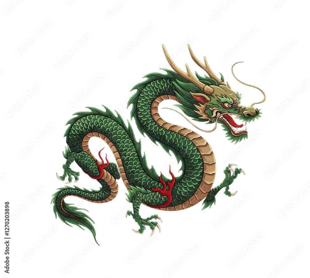 Obraz premium Majestic Green Chinese Dragon Art Print