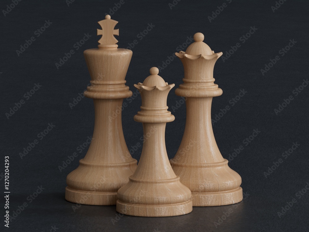 Parents with one child on wooden table background. Three wood figurine miniature model. People lifestyles and family concept.3D rendering on black background. Parents with one child on wooden table background. Three wood figurine miniature model. People lifestyles and family concept.3D rendering on black background.