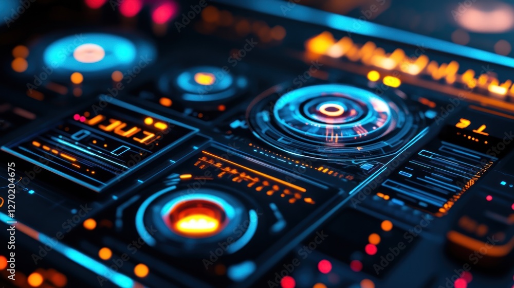 Futuristic interface control panel glowing Futuristic interface control panel glowing