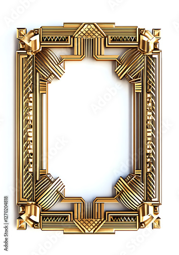 vintage Golden Antique Picture Frame designed as a decorative border for a blank picture on white background
