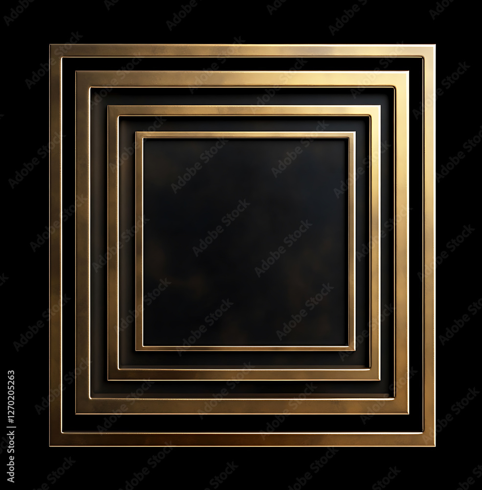 Fototapeta premium vintage Golden Antique Picture Frame designed as a decorative border for a blank picture on black background