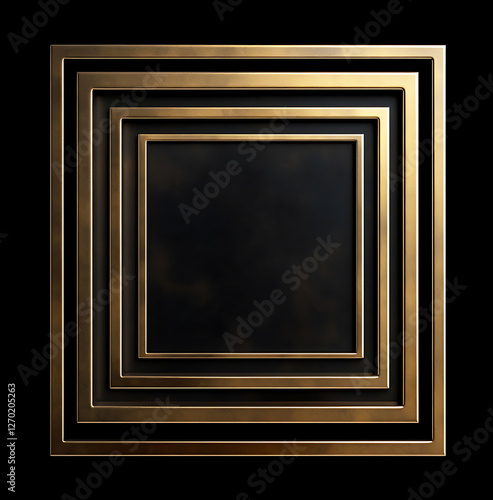 vintage Golden Antique Picture Frame designed as a decorative border for a blank picture on black background