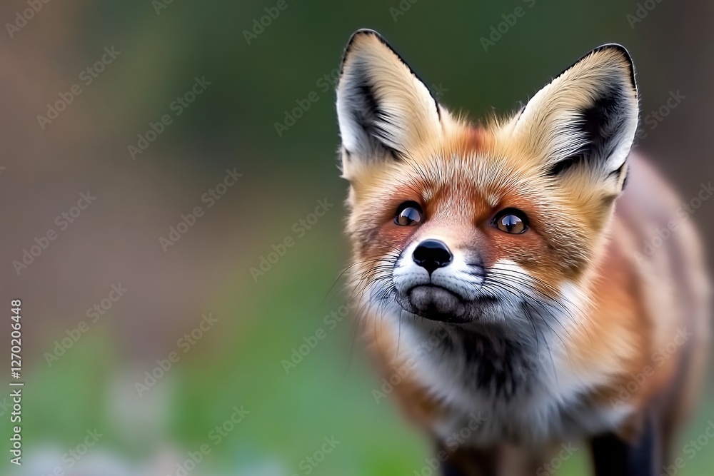 Fototapeta premium Close Up Red Fox Portrait In Forest