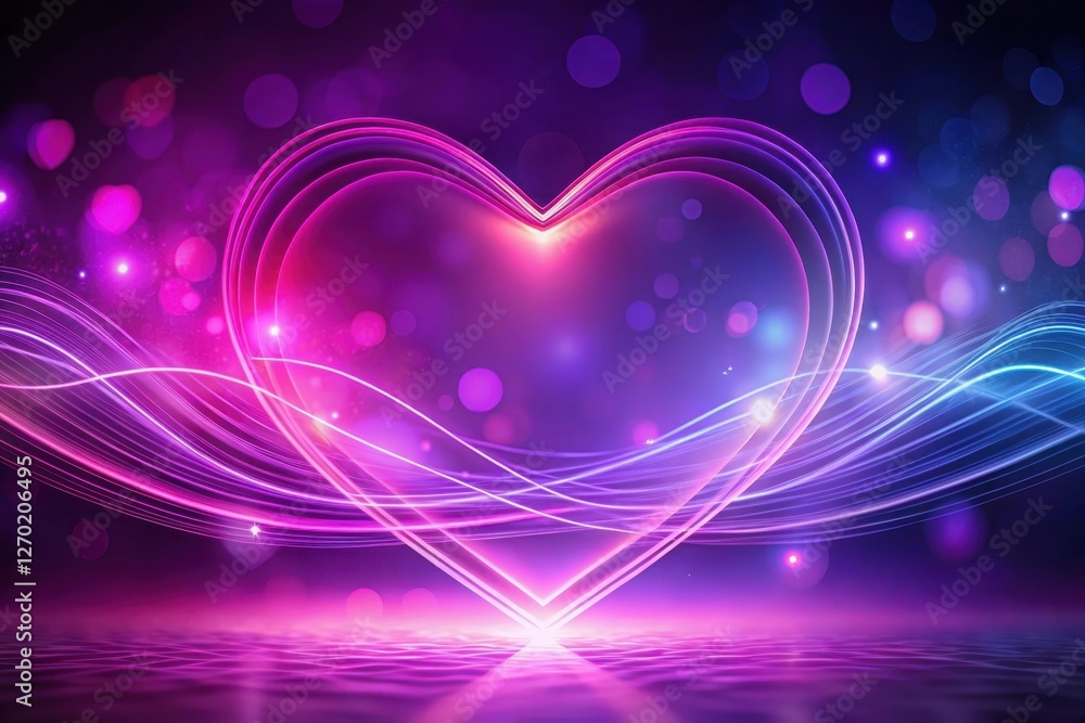 Fototapeta premium Abstract Glowing Heart Shape with Dynamic Light Trails and Bokeh Effects