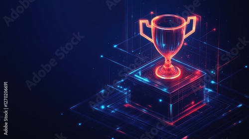 Digital Trophy Award Cyber Success Background