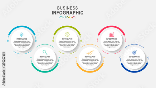infographic template with  integrated circles. Business concept with 6 options. For content, diagram, flowchart, steps, parts, timeline infographics, workflow, chart.