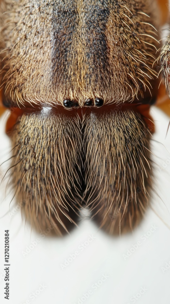 Close-up Macro Photography of a Spider's Face, Revealing Intricate Details and Textures of its Hairy Pedipalps and Eyes Close-up Macro Photography of a Spider's Face, Revealing Intricate Details and Textures of its Hairy Pedipalps and Eyes