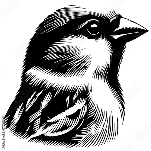 Sparrow portrait silhouette