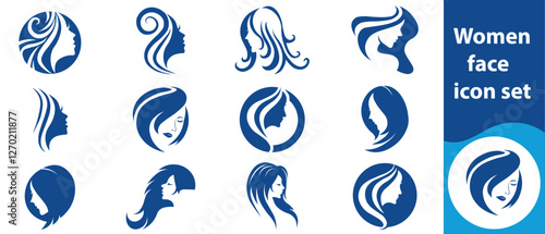 Women's face icon set, fashion, makeup, treatment, beauty, foam, skin care, pores, concept, skin, cleansing, cleansing, removal, pad, oil, routine, hygiene, hydrophilic, cosmetics and more