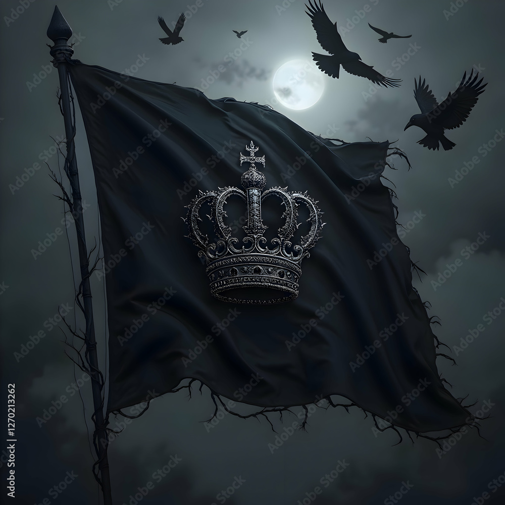 Naklejka premium Crown of Thorns: The Black Banner of Forgotten Kings