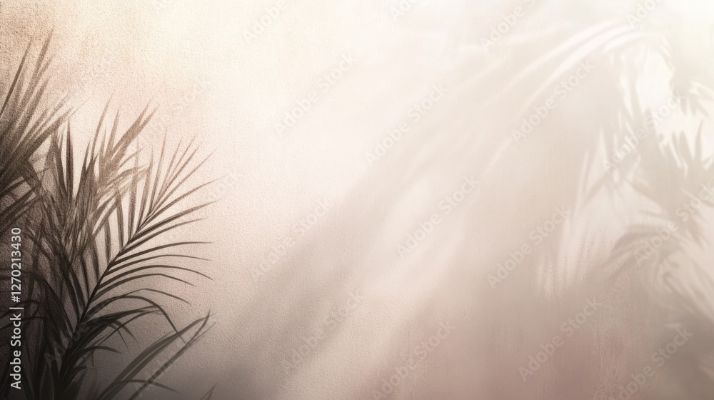 Tropical leaves shadow sunlit wall Tropical leaves shadow sunlit wall