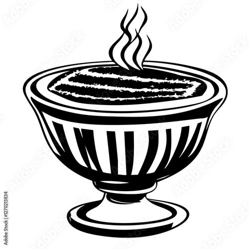 Creme Brule, Elegant Food Line Art: High-Contrast Vector Illustrations for Menus and Prints