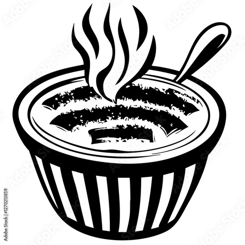 Creme Brule, Elegant Food Line Art: High-Contrast Vector Illustrations for Menus and Prints