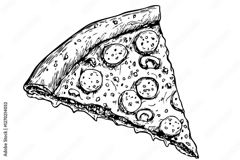 Pizza slice, Doodle Food Illustrations: Hand-Sketched Vector Art for Branding, isolated, No background Pizza slice, Doodle Food Illustrations: Hand-Sketched Vector Art for Branding, isolated, No background