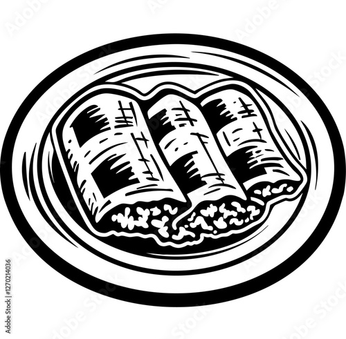 Enchilada, Doodle Food Illustrations: Hand-Sketched Vector Art for Branding, isolated, No background