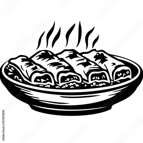 enchiladas, Doodle Food Illustrations: Hand-Sketched Vector Art for Branding, isolated, No background