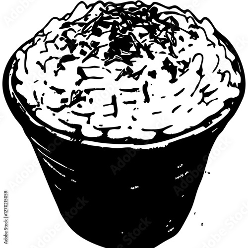 risotto, Minimalist Food Sketches: Classic Black and White Vector Illustrations, isolated, No background