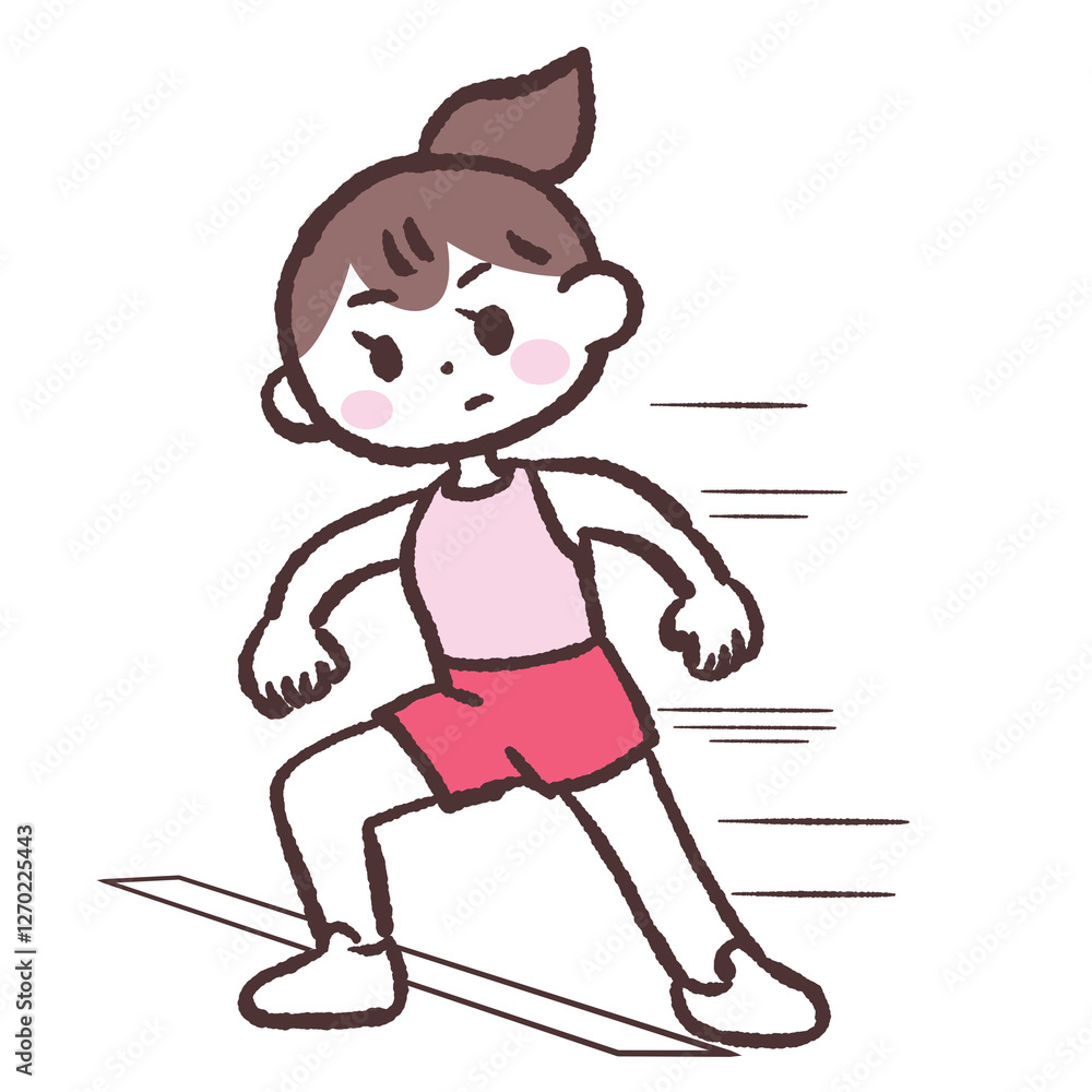 Fototapeta premium 反復横跳び右全身女性イラスト