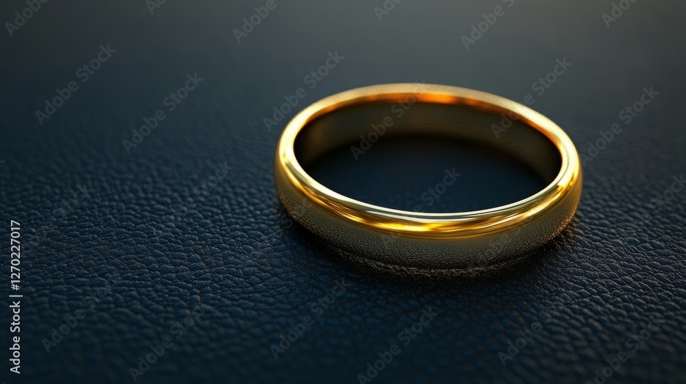 A simple gold band rests on a dark textured surface. The warm gold contrasts beautifully with the cool dark background A simple gold band rests on a dark textured surface. The warm gold contrasts beautifully with the cool dark background