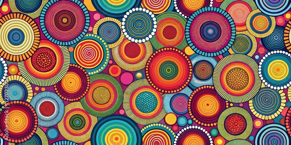 Colorful Circle Seamless Pattern Background, Abstract Geometric Design, Vibrant Circles Texture, Repeat Pattern Wallpaper Colorful Circle Seamless Pattern Background, Abstract Geometric Design, Vibrant Circles Texture, Repeat Pattern Wallpaper