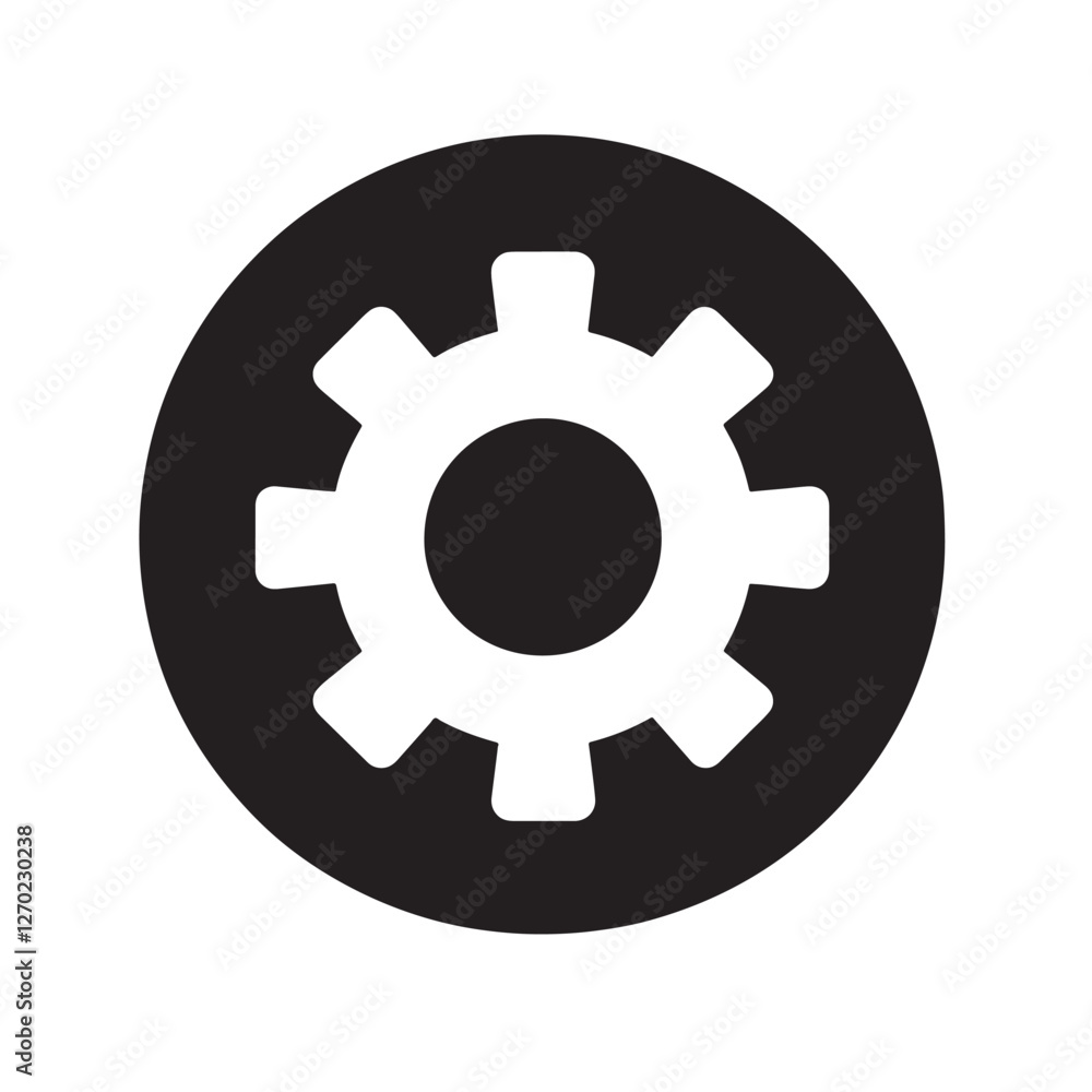 Gear icon in a circle. Gear icon in a circle.