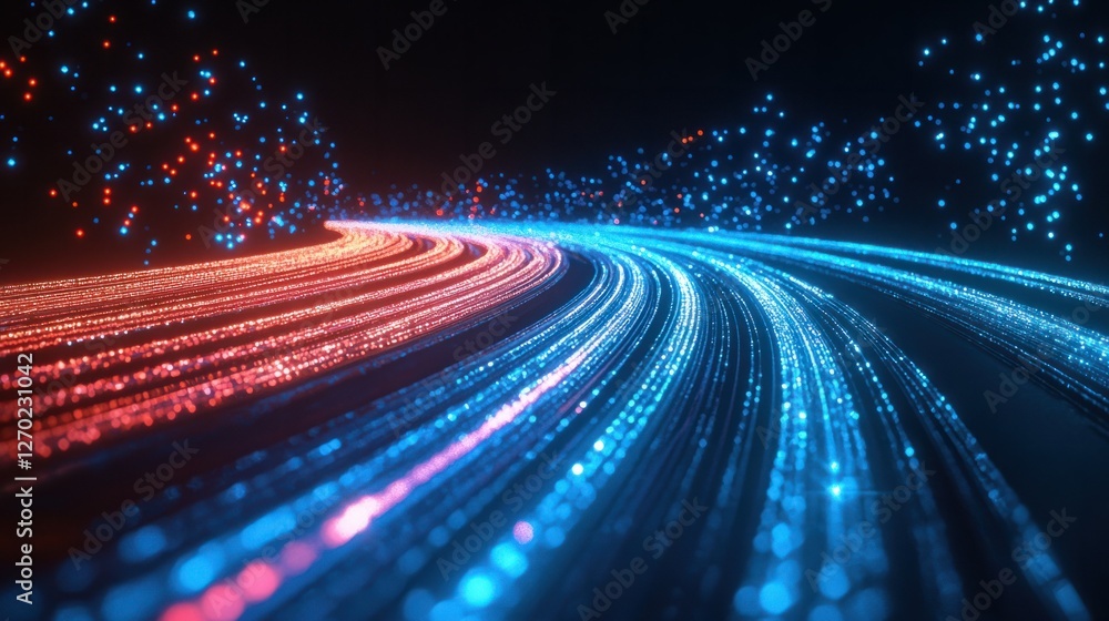 Fototapeta premium Bright Colorful Light Trails of Red and Blue on Black Background