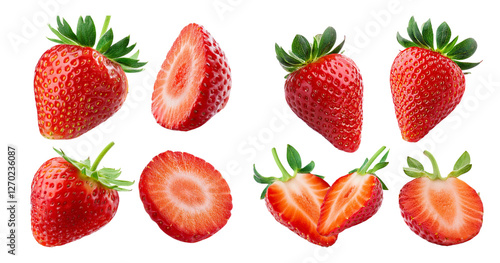 Fresh and Juicy Strawberries on White Background for Culinary Use, isolated on transparent background