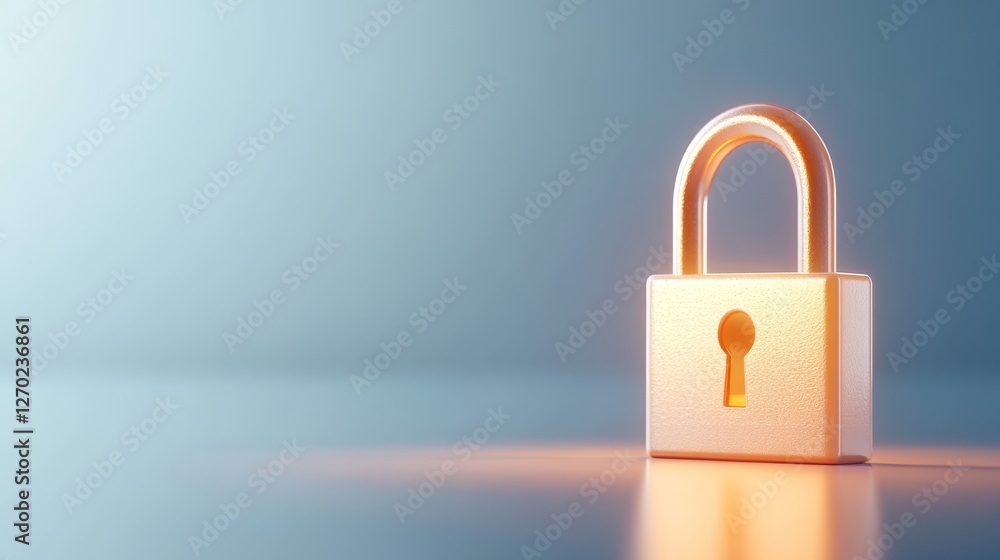 Padlock on blue, symbolizing security, privacy and data protection in the digital age Padlock on blue, symbolizing security, privacy and data protection in the digital age