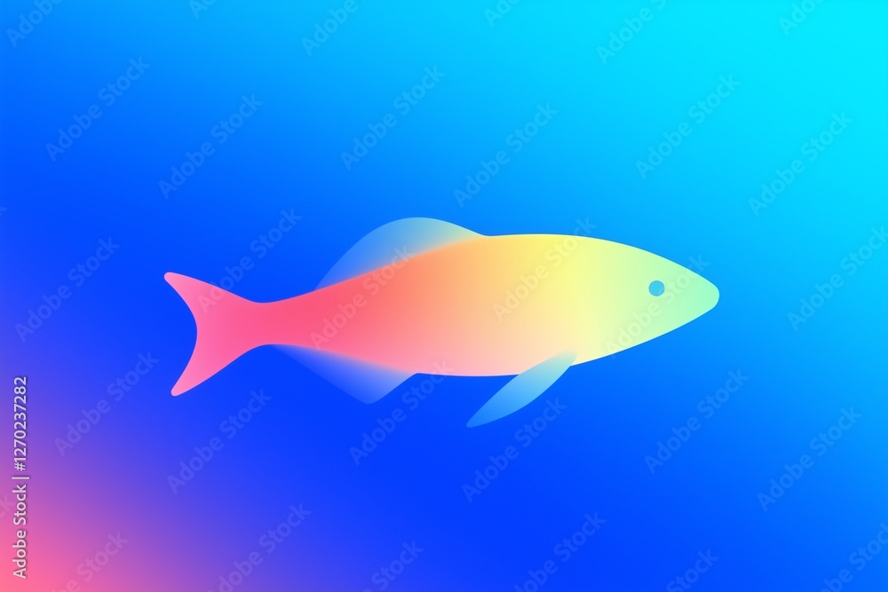 Fototapeta premium Colorful fish on a blue background, minimalist, abstract design