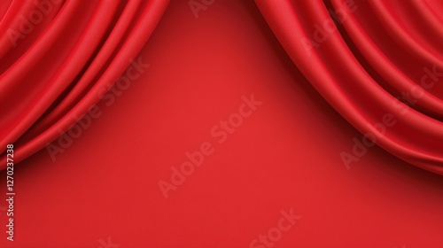 A vibrant red fabric with elegant folds, creating a luxurious backdrop that adds warmth and richness to any setting.
