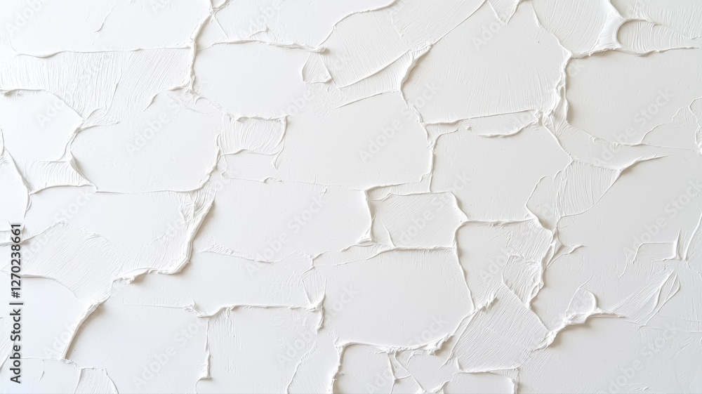 Fototapeta premium Close-up of textured white plaster wall with abstract patterns, showcasing artful architecture detail and minimalism.