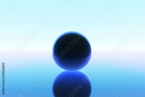 Round ball on blue background, minimalist, abstract design