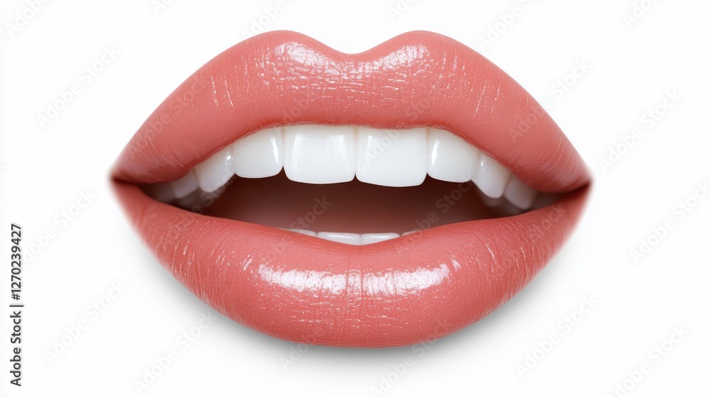 Obraz premium Closeup of glossy lips, a study of natural beauty and subtle enhancement in minimalist setting
