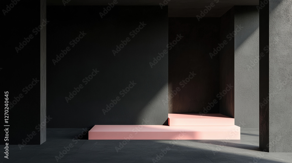 Fototapeta premium A minimalist modern black background with a pink highlight