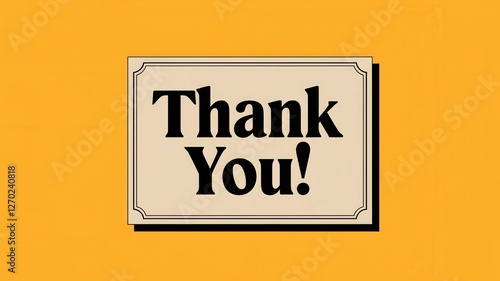 Thank you message in framed sign against orange backdrop photo