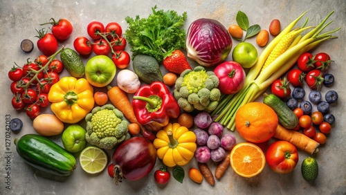 Wallpaper Mural Minimalist Fruit & Vegetable Still Life Photography: Colorful Harvest Bounty Torontodigital.ca